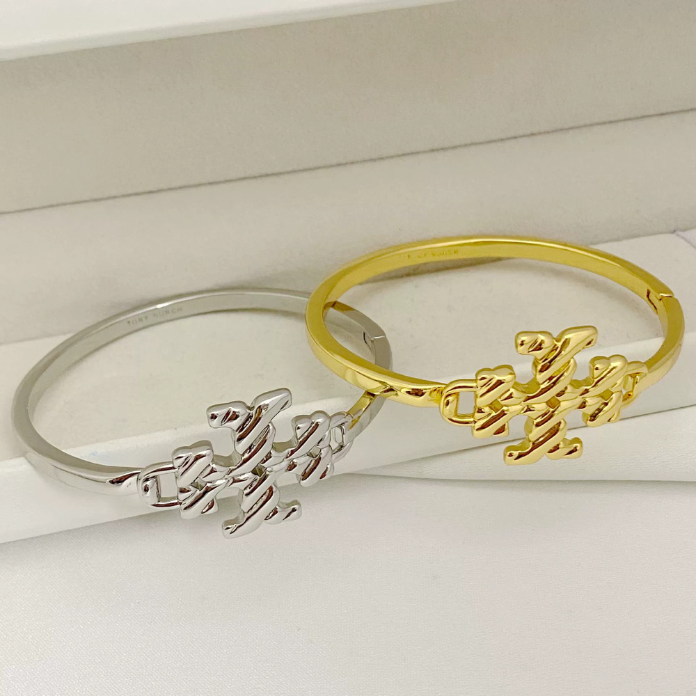 Tory Burch Trendy Letter Open Bangle